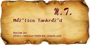 Málics Tankréd névjegykártya